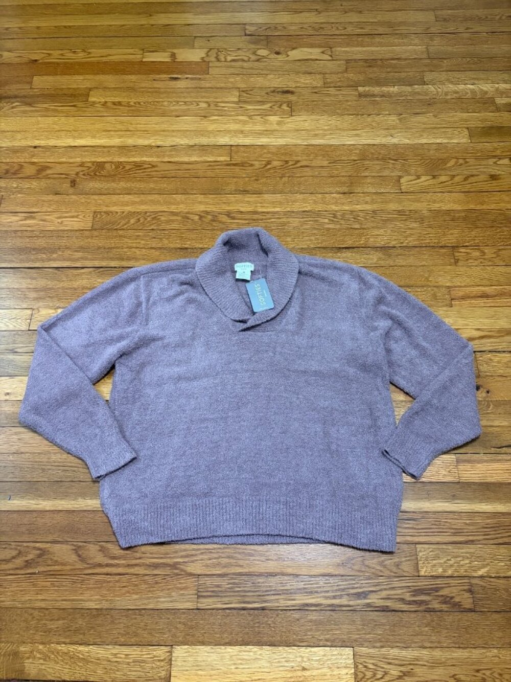 Softies Womens Sweater Plus Sz 2X Purple Shawl Collar Pullover Cozy Knit NWT